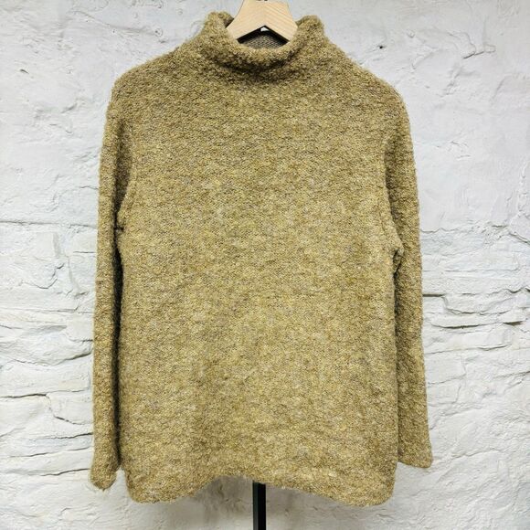 Peruvian Connection Mock Neck Pullover Sweater Beige Fuzzy Alpaca Womens Large - Picture 1 of 9